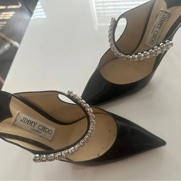 Jimmy Choo Black Heels with Crystal Accents - Picture 3 of 5
